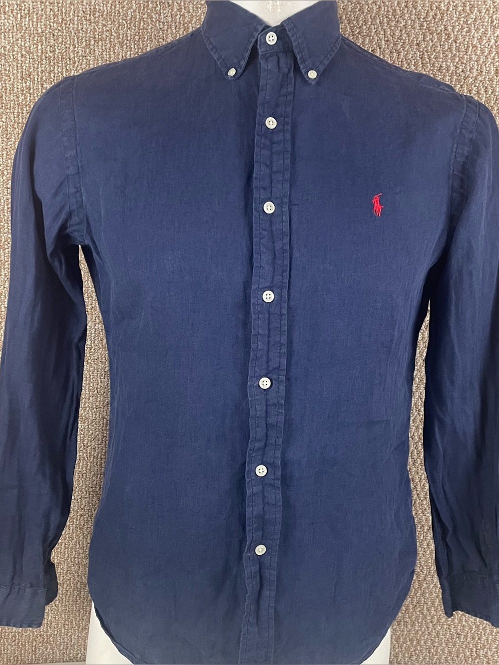 Vintage Polo Ralph Lauren Button Up Shirt Men’s Medium 100% Linen Blue 90s 288